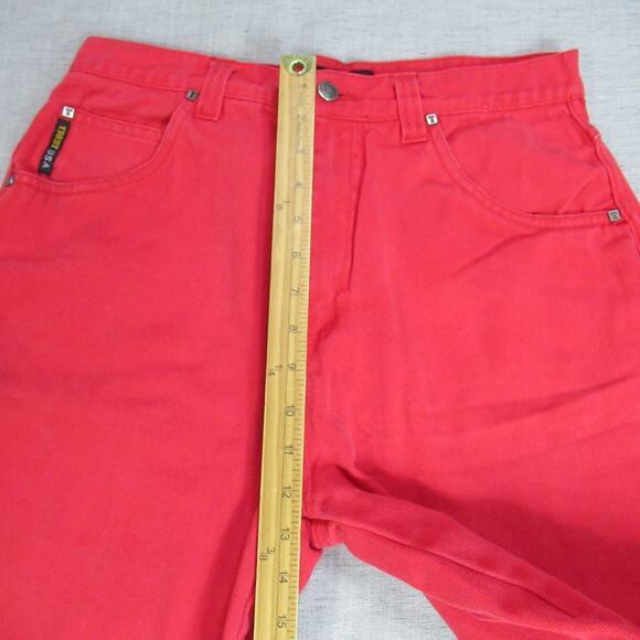 Vintage Trust Jean Shorts Size 33 Red Baggy Punk Skater Y2K 90s Heavyweight - Picture 10 of 13